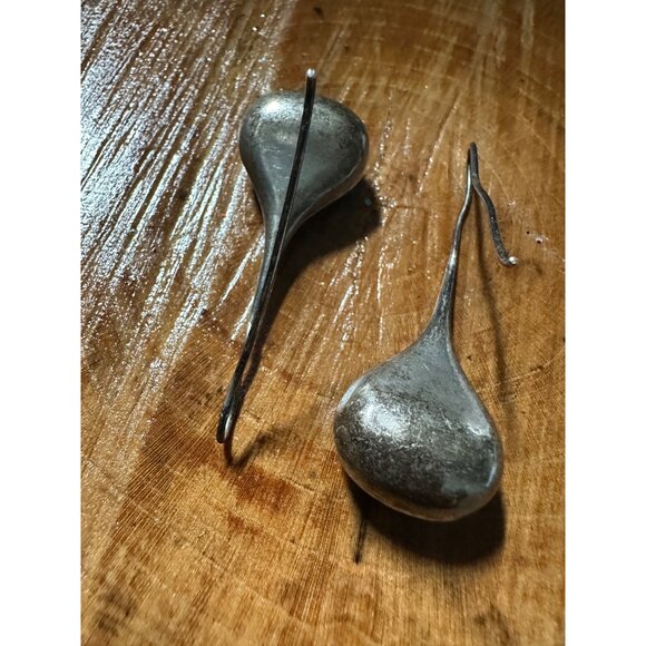 Vtg Sterling Silver Teardrop Long Dangle Drop Earrings Modernist Mid Mod Read - Picture 12 of 16